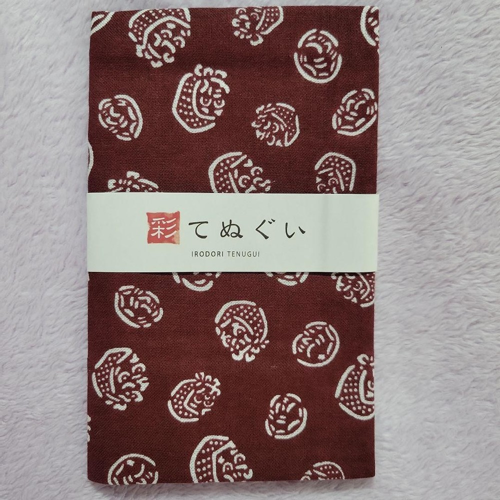 Japanese Tenugui Towels Aya Azuki-colored Hyottoko pattern 100% cotton