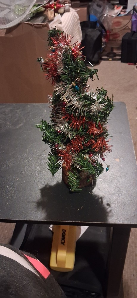 Artificial Christmas Holiday Table Top Dorm mini Tree Wood Base Decor 8 inch