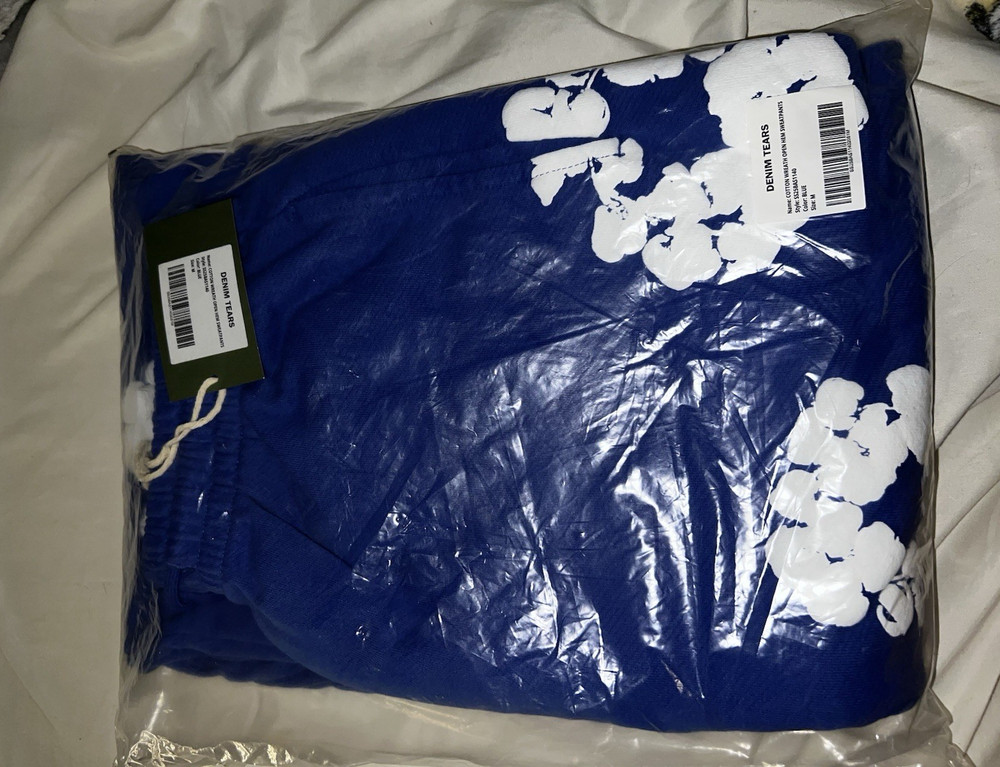 DENIM TEARS Blue Cotton Wreath Drawstring Sweatpants Men's Size M
