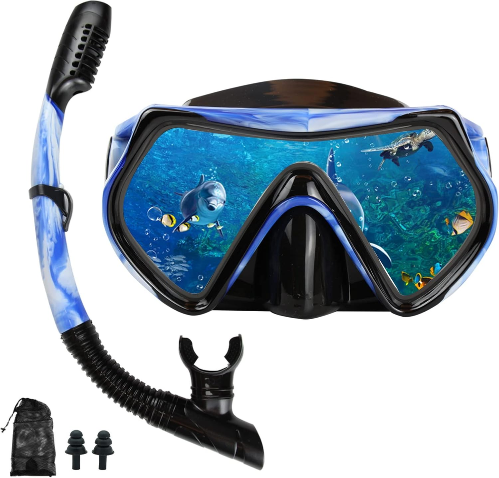Snorkel mask Snorkeling Set for Adults and Youth, Diving mask and Full Dry Snork