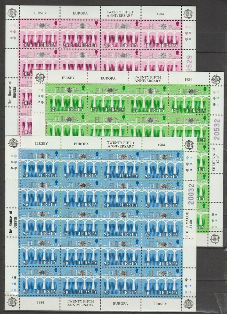 Jersey 1984  Europa CEPT Bridges  Complete Sheets MNH