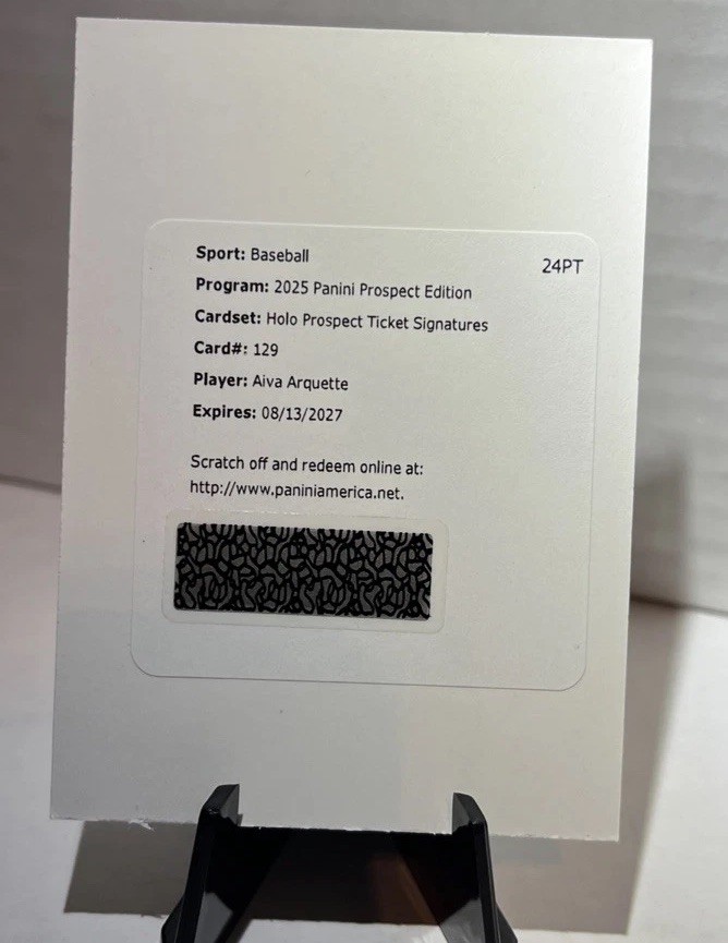 2025 Panini Prospect Redemption Aiva Arquette Holo Prospect Ticket Auto Marlins
