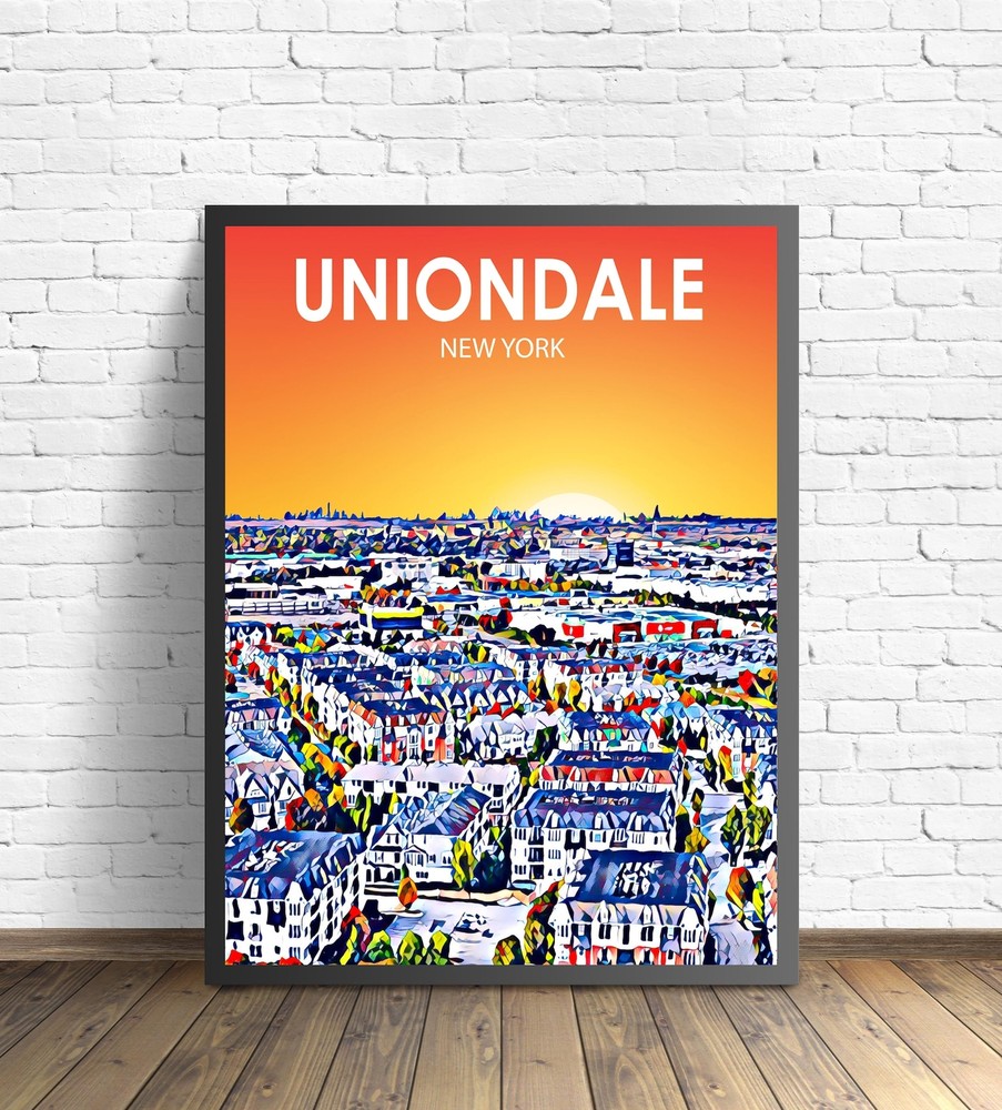 Uniondale Ny Art Poster New York Sunset Landscape Poster Print Uniondale City