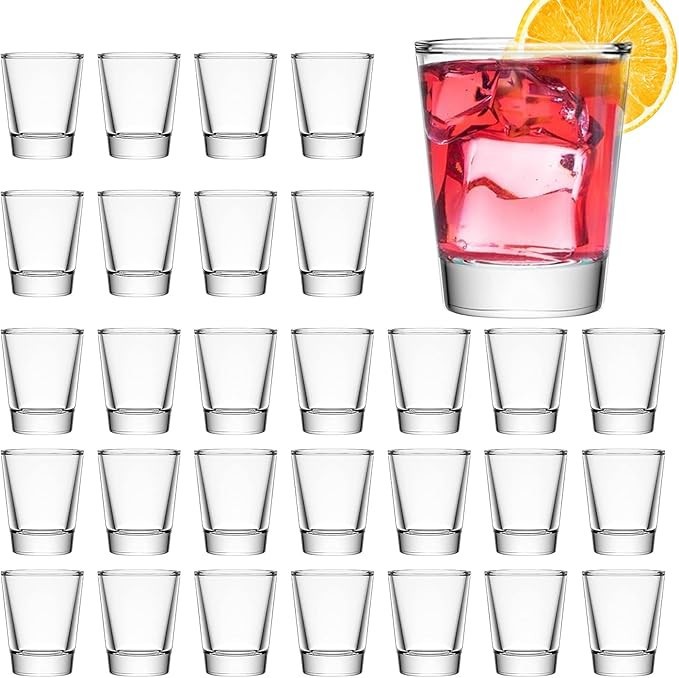 Clear 30 Pack Shot Glasses Set with Heavy Base 1.6 oz Small Whiskey Shot Glass