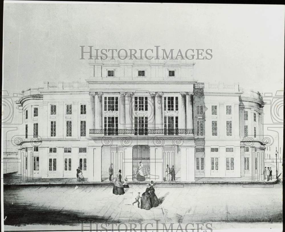 1972 Press Photo Sketch of Old French Opera House was Gallier, Jr.'s best work