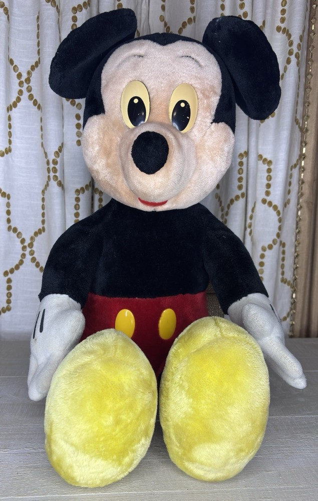 Vtg 80s Mickey Mouse Stuffed Plush Disney 28” Rare
