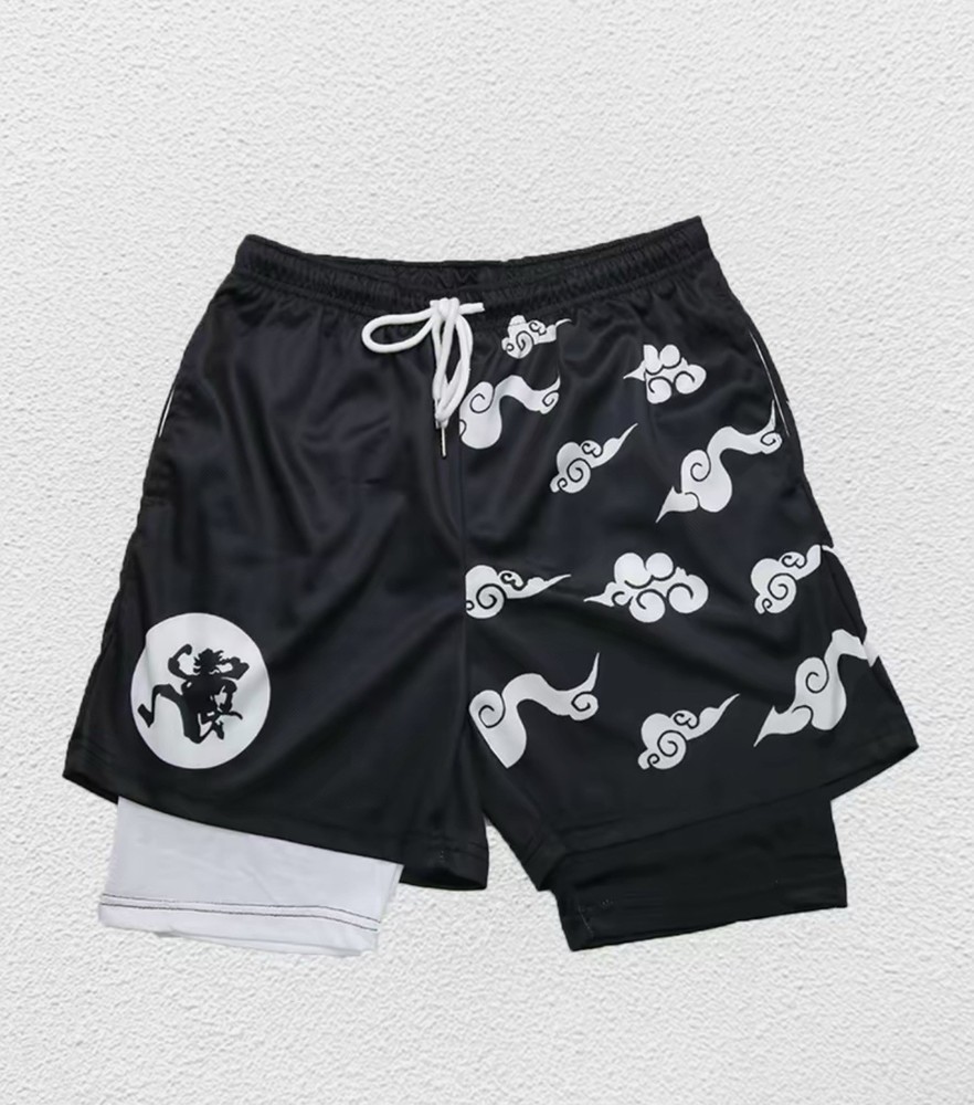 Men's Anime Graphic Print Basketball Shorts Black White Polyester Drawstring