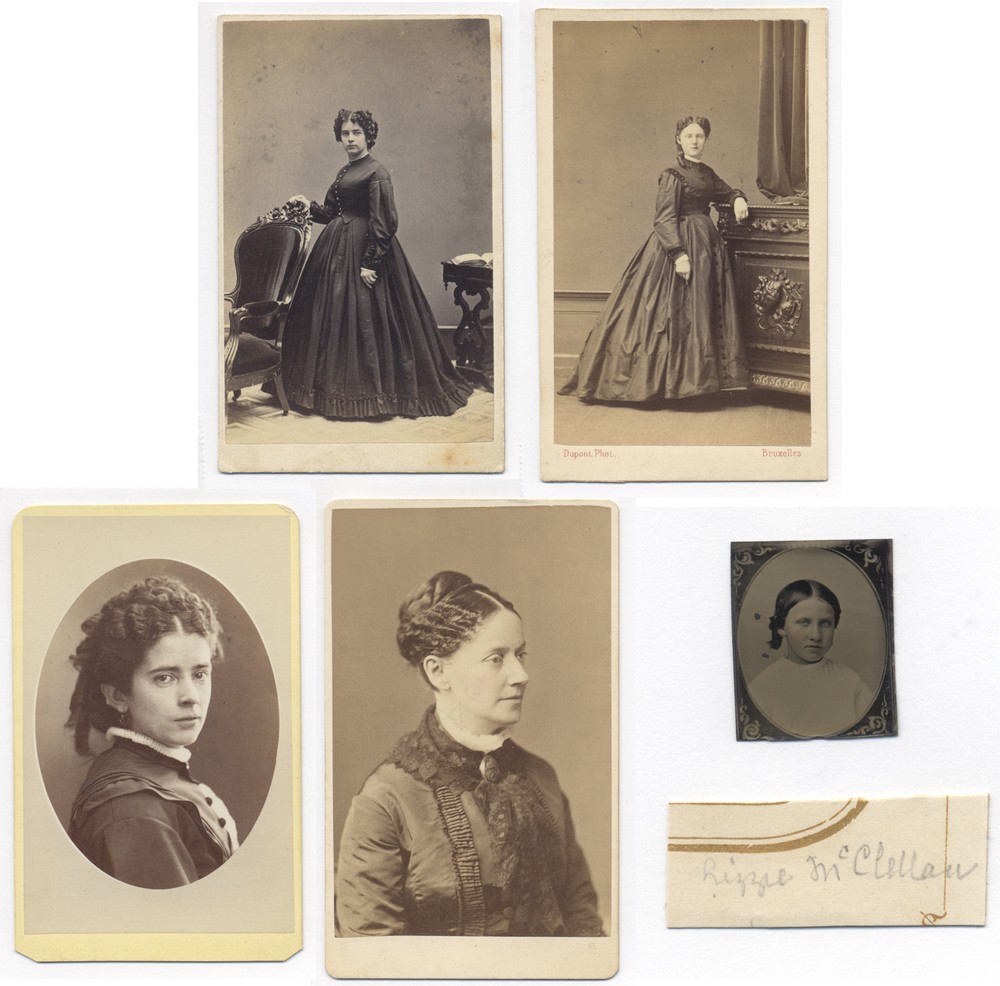 4 CDV portraits & 1 tintype of women and girl, 1860s-70s, likely Samuel W. Woodhouse family