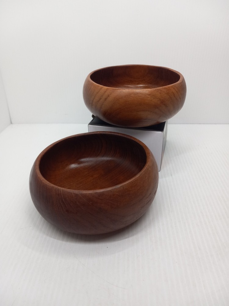 2 Vintage Small Wooden Salad Soup Decorative Wodden Bowls