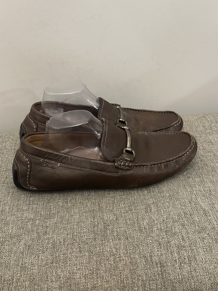 Clark’s Men’s Brown Leather Horse bit Loafers Size 10.5