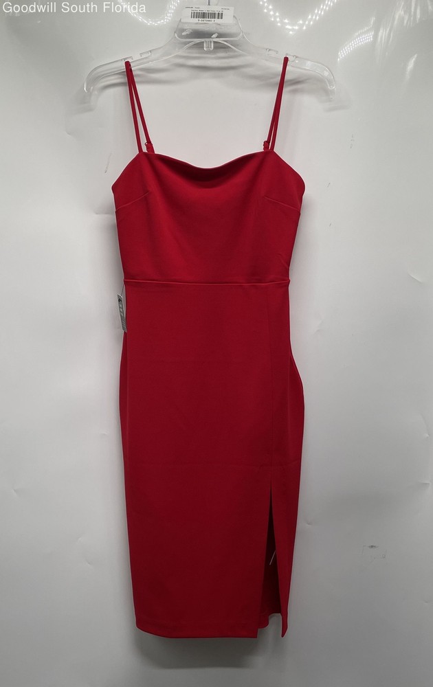 Express Womens Red Front Slit Spaghetti Strap Sheath Dress Size XS With Tags