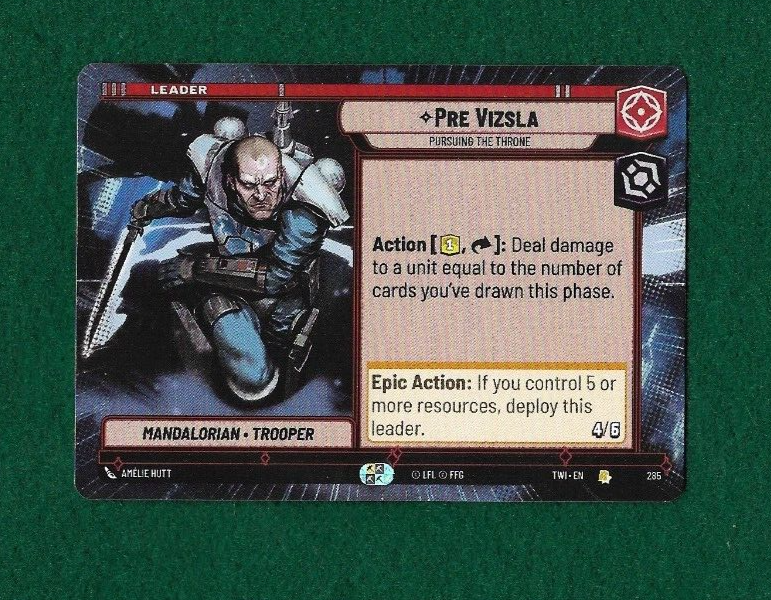 STAR WARS UNLIMITED PRE VIZSLA #285 TWILIGHT OF THE REPUBLIC RARE HYPERSPACE