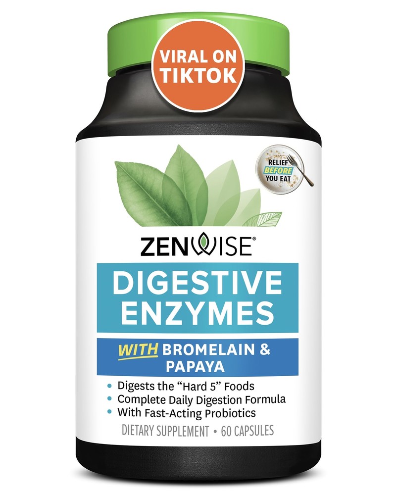 Digestive Enzymes and Bromelain for Gut Health - Probiotic Multi Enzymes with...
