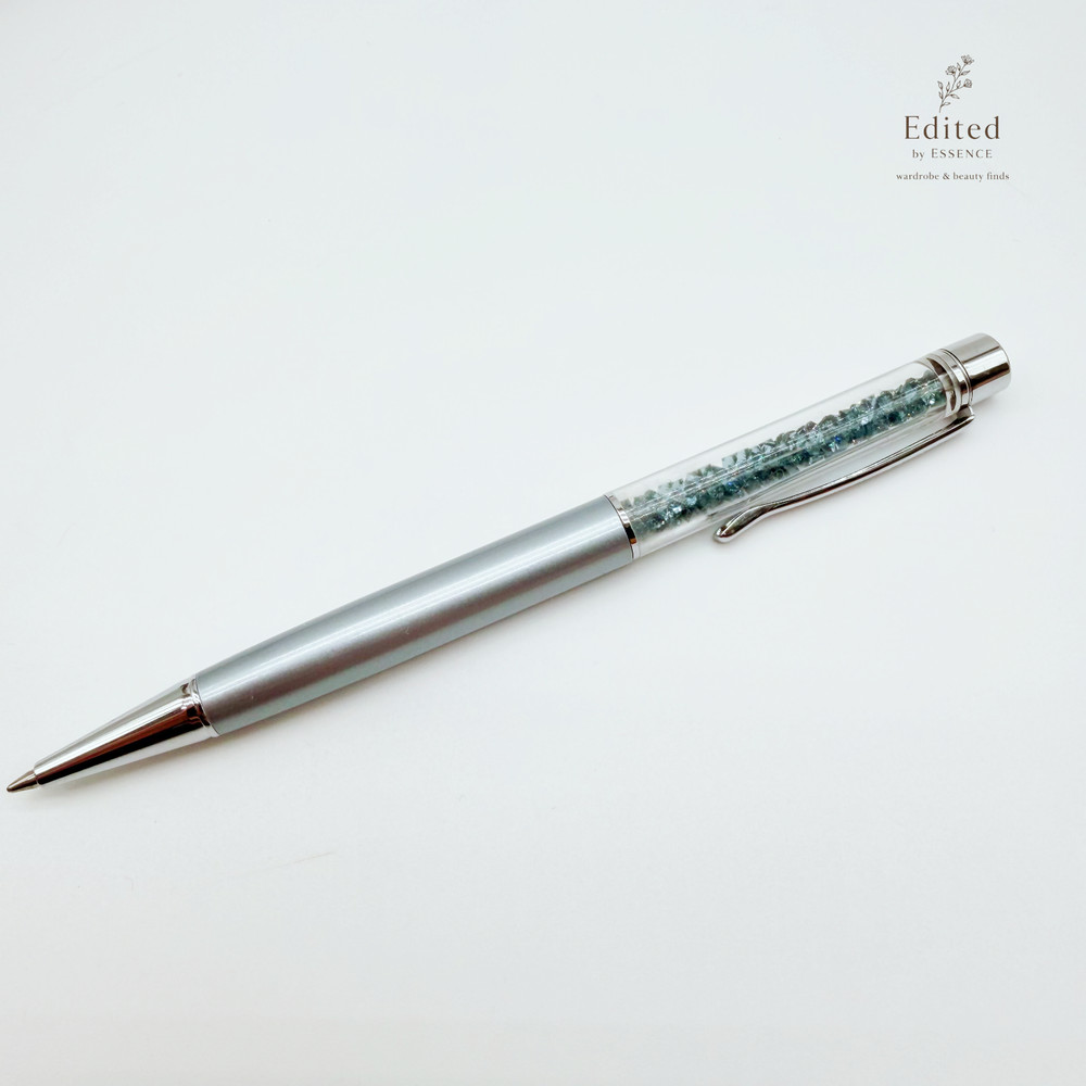 Swarovski Silver Ballpoint Pen Blue Crystal Barrel Lightly Used