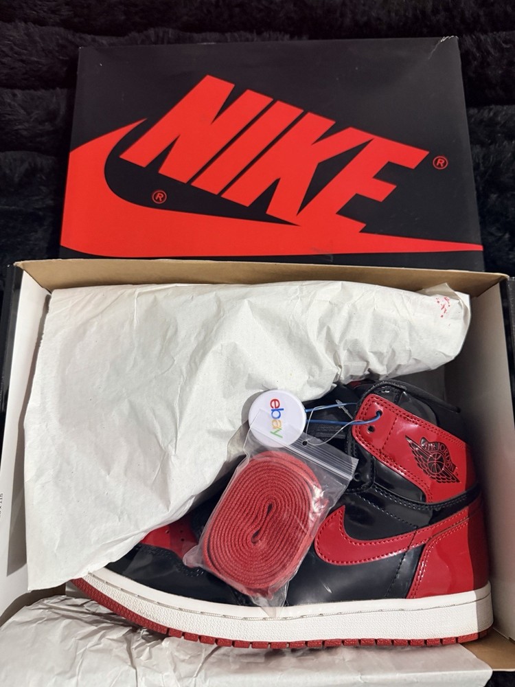 Nike Air Jordan 1 Retro High OG Patent Bred Black Red Patent Leather Sneaker