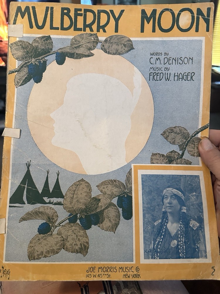 1916 11x14 MULBERRY MOON INDIAN TANGO sheet music by Fred Hager