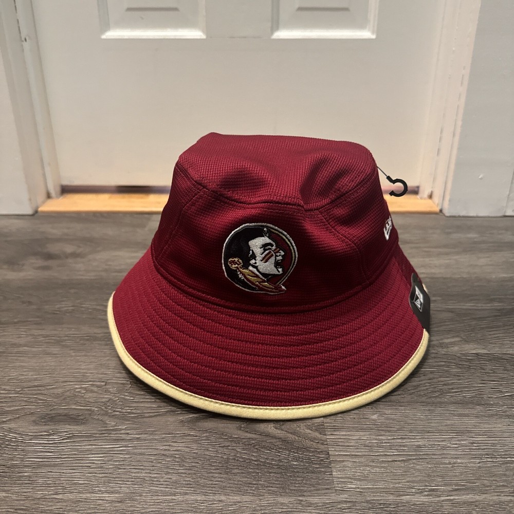 New Era Florida State Seminoles FSU Team Bucket NWT Logo Red Gold Adjustable