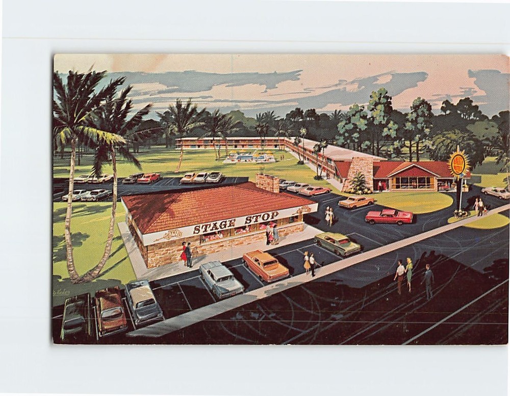 Postcard Quality Courts Motel Stage Stop Restaurant Florida USA