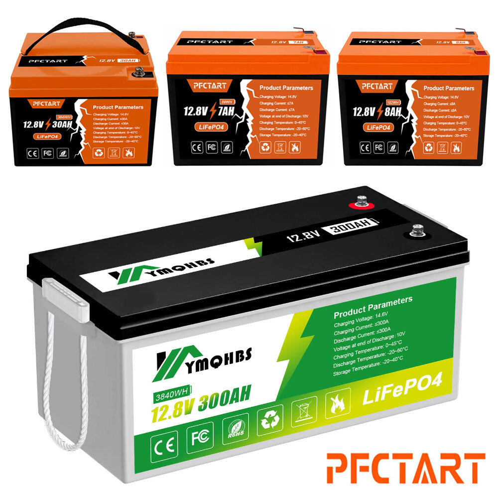 7Ah 8Ah 24Ah 30AH 300Ah 12V Portable LiFePO4 Lithium Battery BMS Home RV Camping