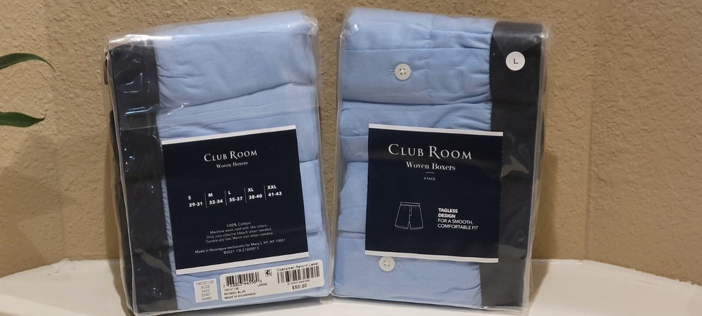 Mens CLUB ROOM Woven COTTON 4 PACK Size Large