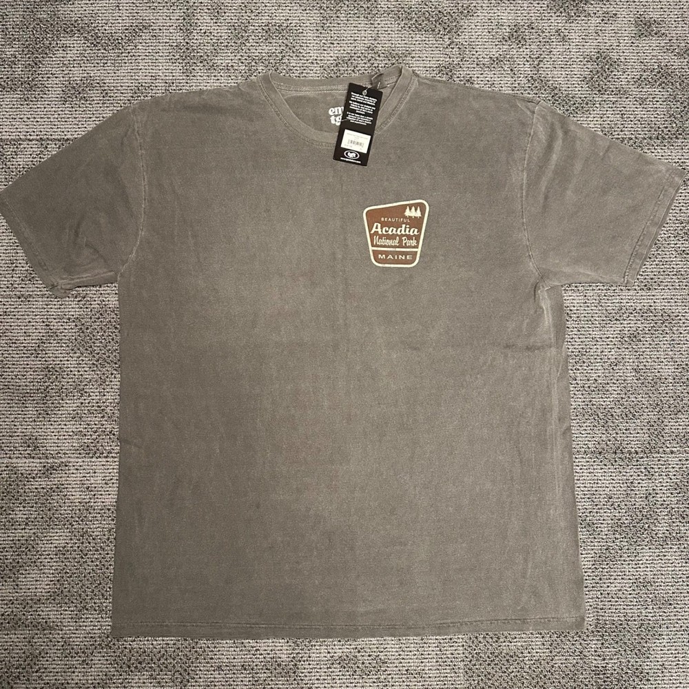 Emi Tgt Acadia National Park Maine Graphic T-Shirt Gray Mineral Wash Mens XL NEW-image