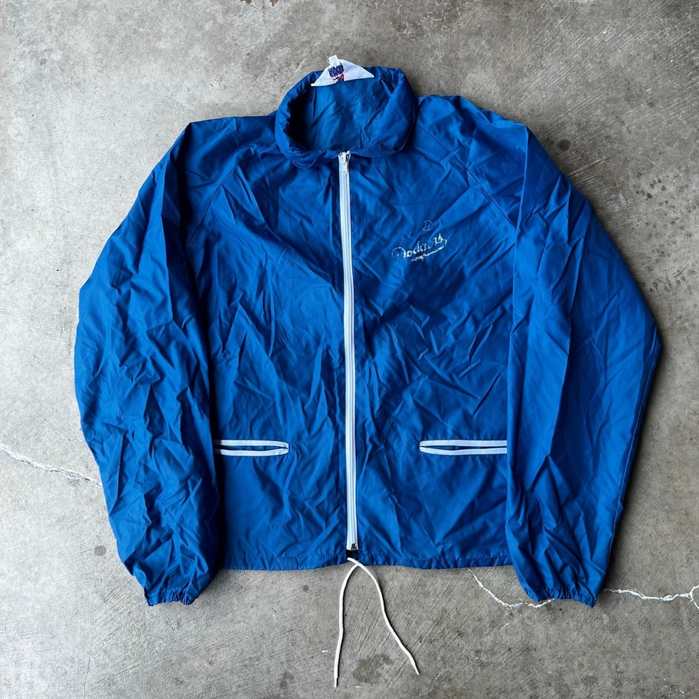 Vintage 80S Los Angeles Dodgers Windbreaker Jacket Nylon Large Blue