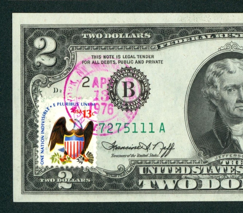 $2 1976 (( CU )) Federal Reserve Note ((FDI - Apr 13, 1976)) (1st of 2 consec)