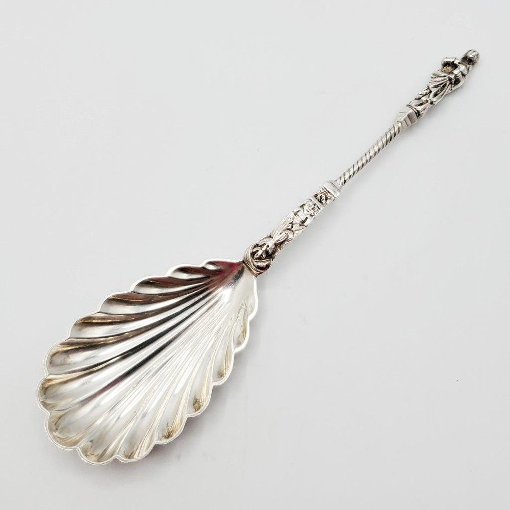 Victorian Sterling Shell Bowl Apostle Serving Spoon Hutton & Sons London