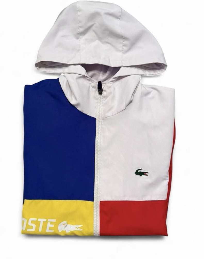 Lacoste Sport Windbreaker Jacket Mens M Colorblock Hooded Full Zip