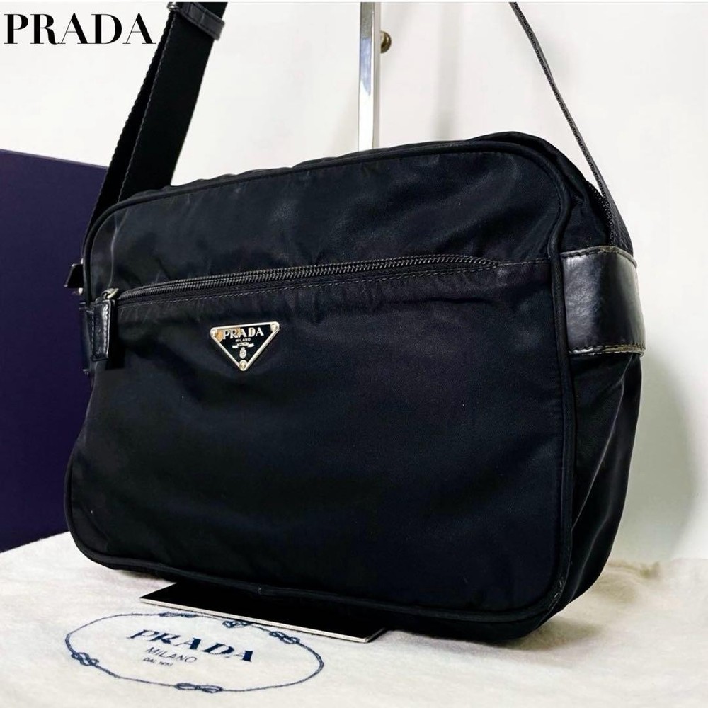 Prada Black Nylon Logo Camera Shoulder Bag
