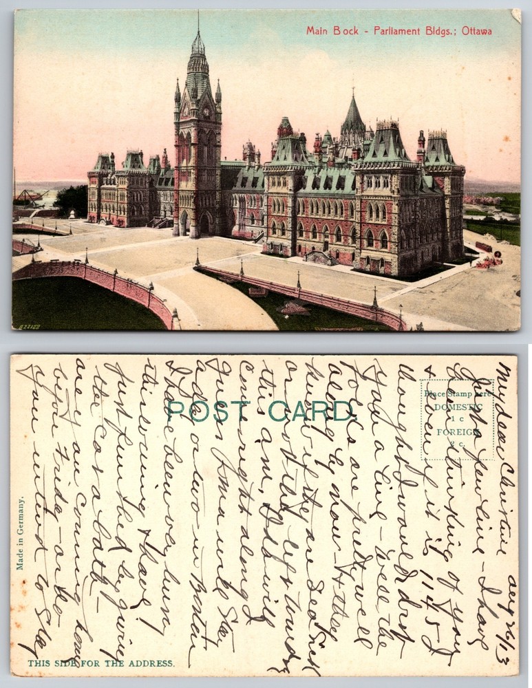 Main Block Parliament Bldgs Ottawa Canada Postcard