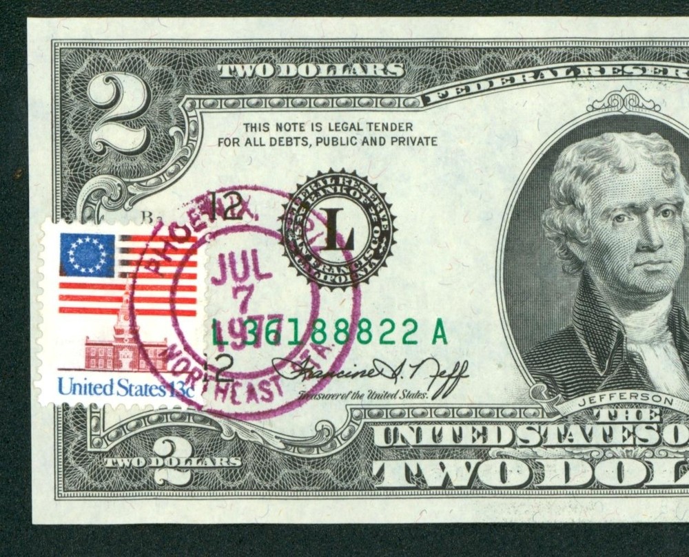 $2 1976 ((CU)) FEDERAL RESERVE NOTE  (FDI - July 7, 1977) (1st of 5 consec)