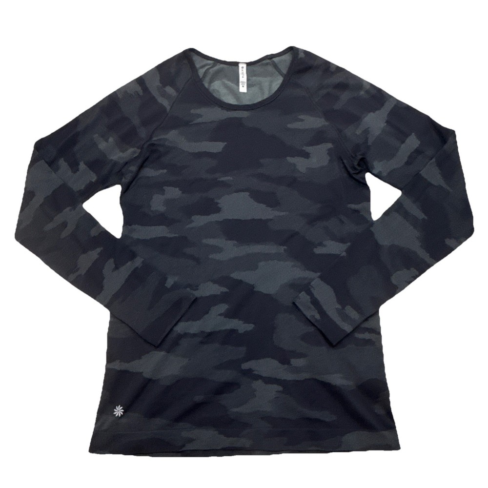 Athleta Women Camo Long Sleeve Seamless Top Gray Green Size M