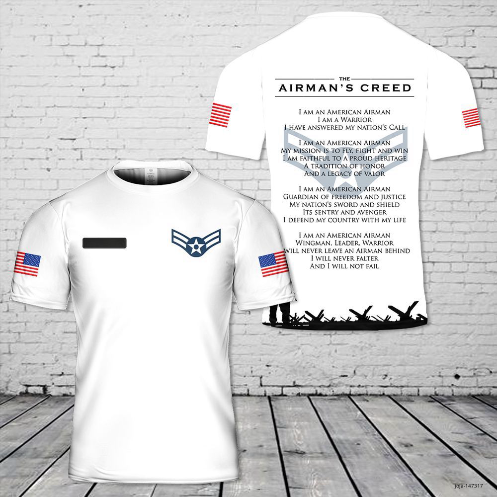 Custom US Airman's Creed T-Shirt Air Force Tee Shirt All Size Polyester Shirt