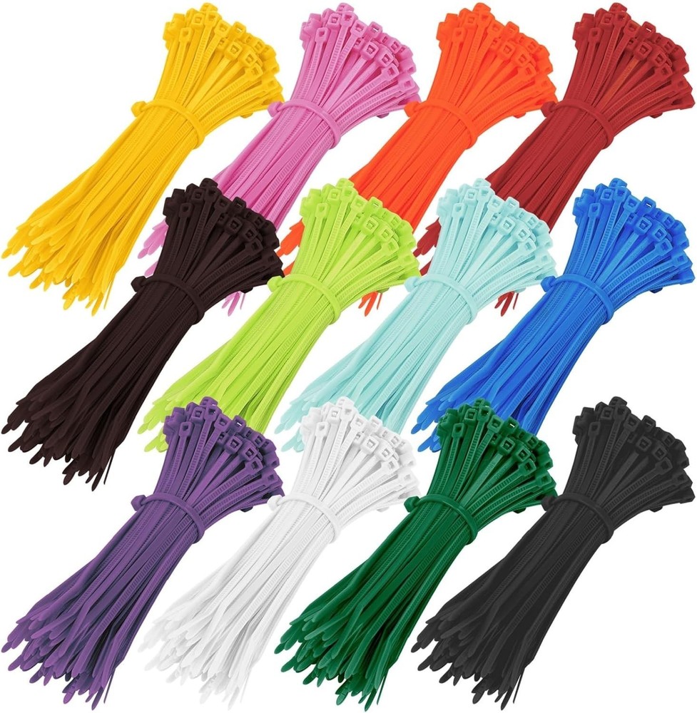 1200pcs 4-Inch Color Nylon Self-Locking Cable Ties Multipurpose
