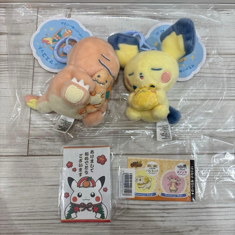 Pokemon Keychain Set Pikachu Pichu Charizard Lizardon Year Gift Bag