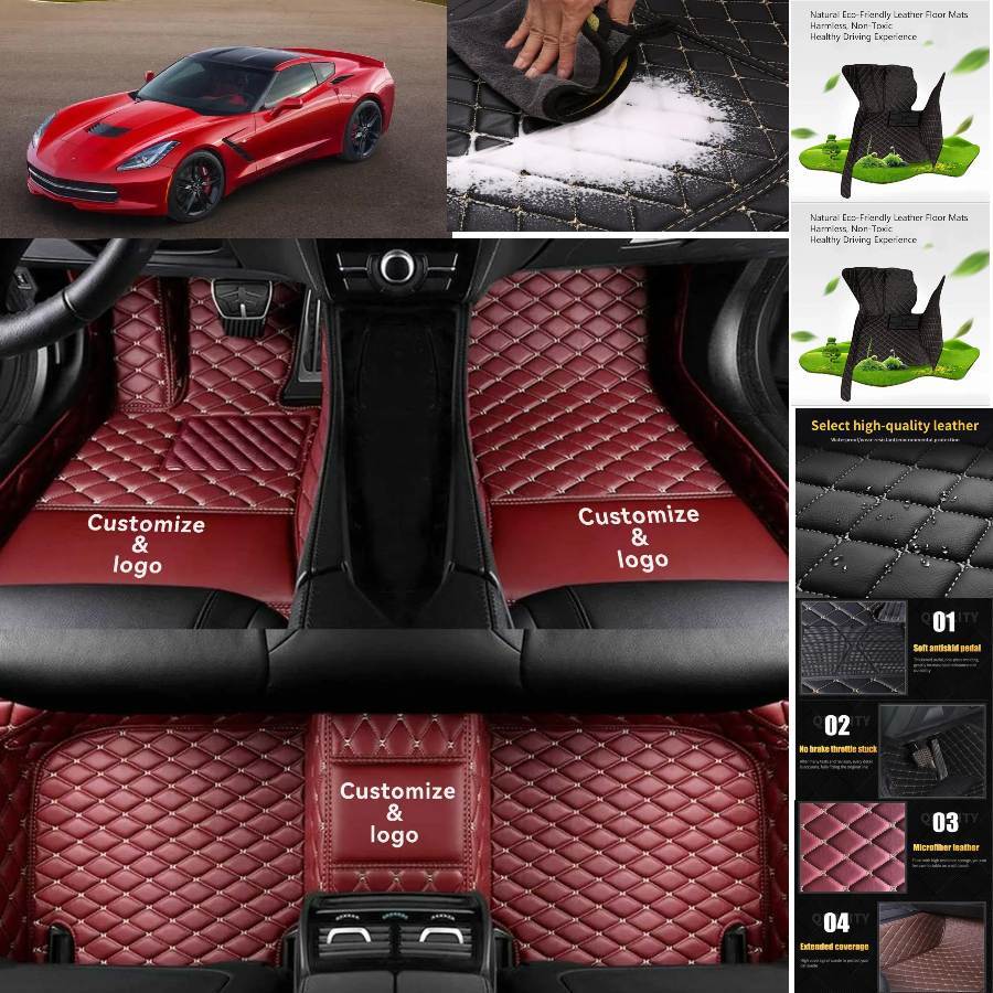 For Chevrolet Corvette Car Floor Mats All Weather Luxury Cargo Liners Waterproof