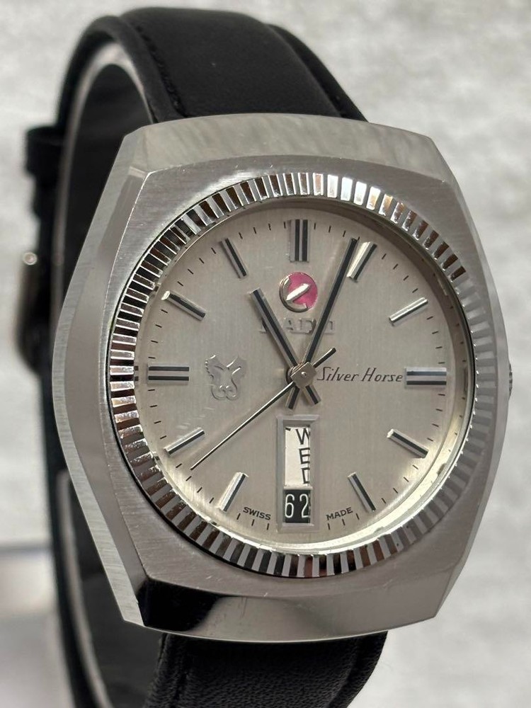 RADO Silver Horse 12114 Automatic Watch Silver Dial Day Date Vintage 36mm Men's