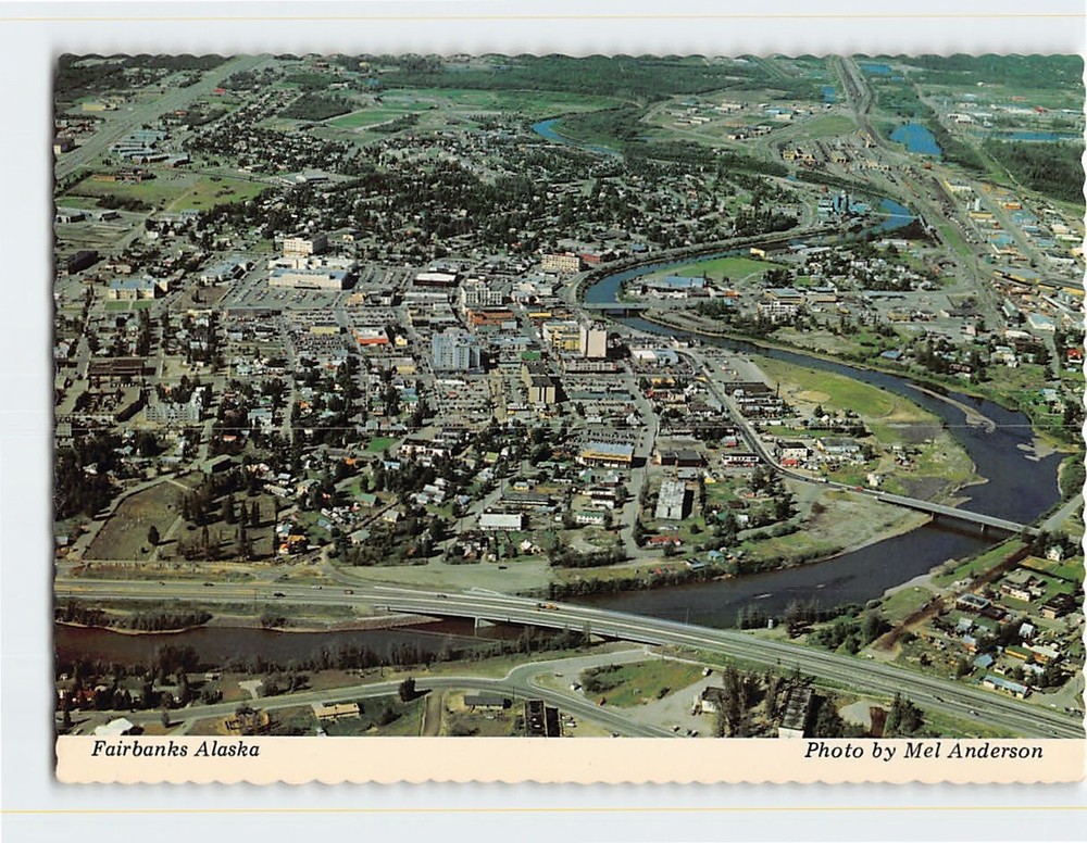 Postcard Aerial View Fairbanks Alaska USA