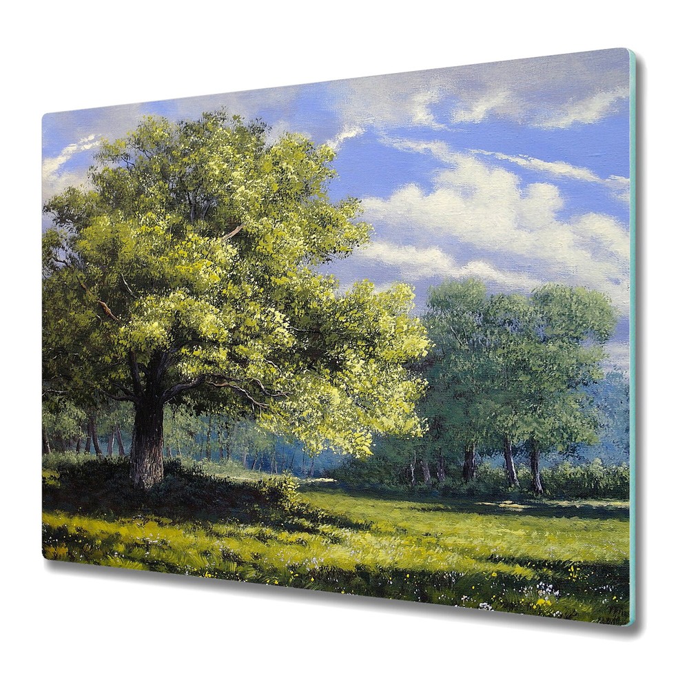 Glass Induction Ceramic Hob Cover Oil Paintings Landscape Trees Painting Forest