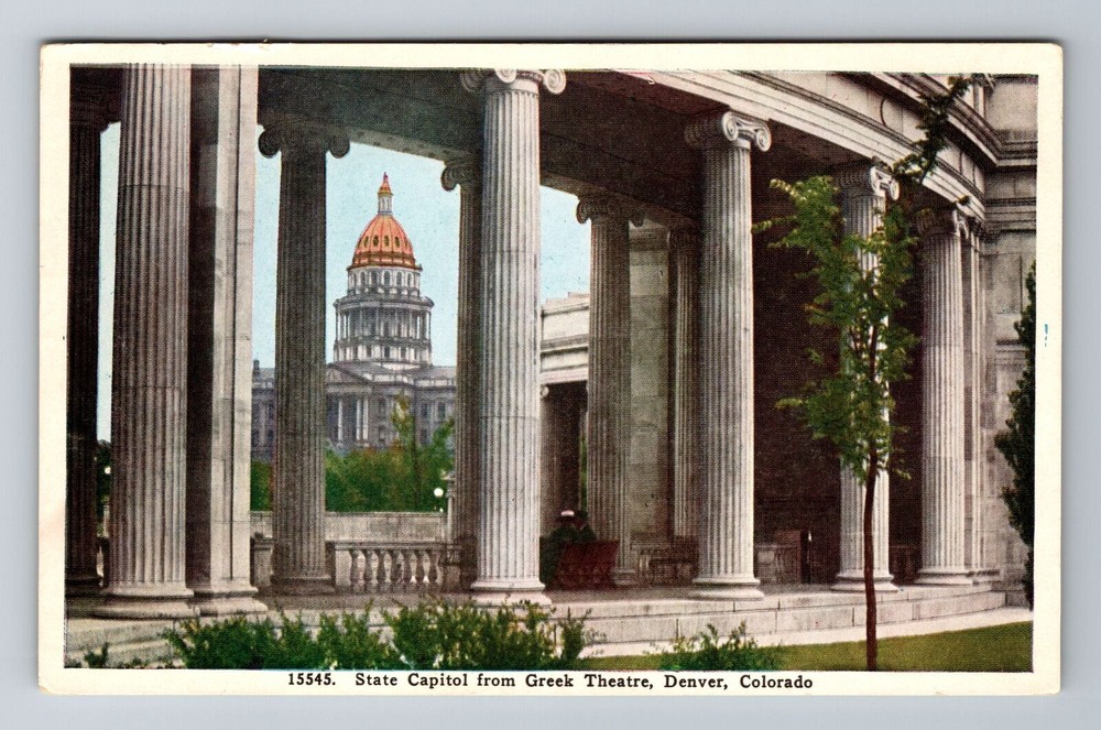 Denver CO-Colorado, State Capitol From Greek Theatre, Antique, Vintage Postcard