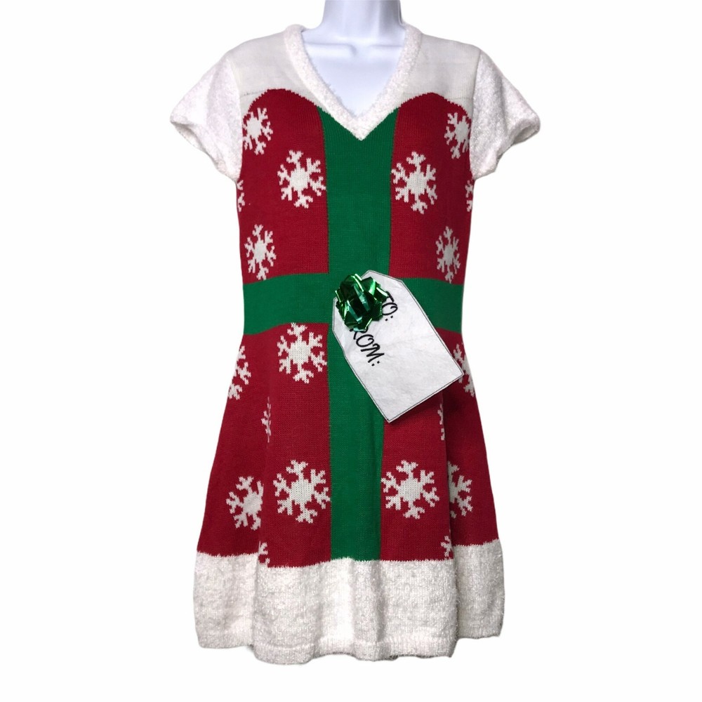 'Tis the Season Nordic Faux Fur Ugly Christmas Sweater A-Line Dress Large