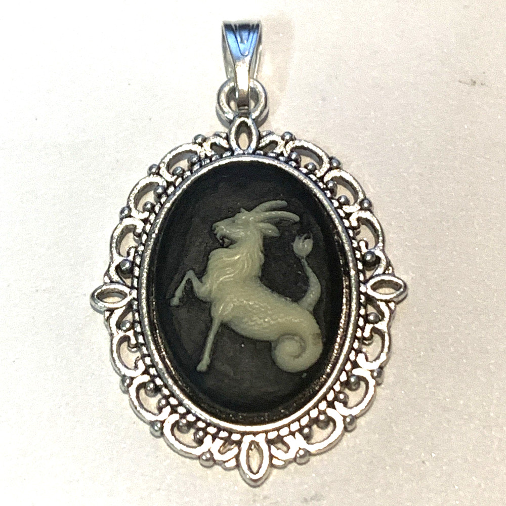 **HUGE SALE **VINTAGE ZODIAC PENDANT. black/silver-NEW- 