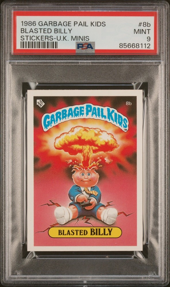 1986 Garbage Pail Kids UK Series 1 Blasted Billy 8b PSA 9 MINT Sticker Card