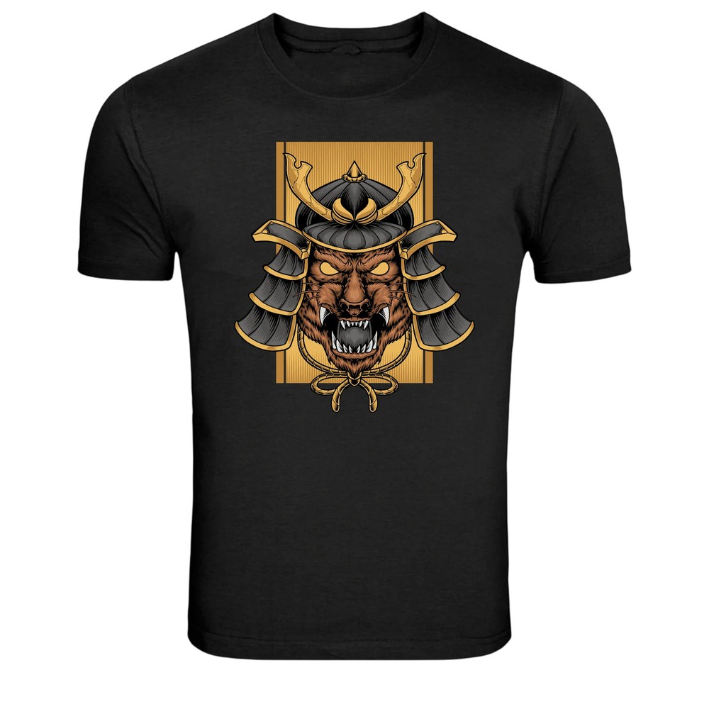 Samurai Tiger Warrior Helmet Japanese Graphic T-Shirt