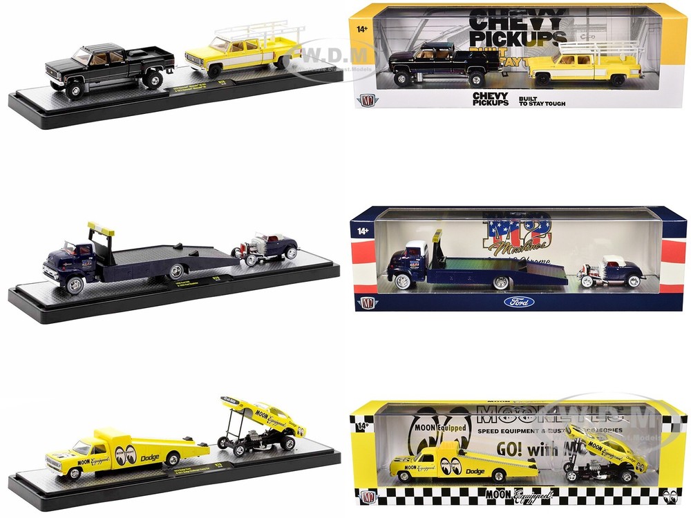 AUTO HAULERS RELEASE 78, 3 TRUCKS SET 1/64 DIECAST MODELS M2 MACHINES 36000-78