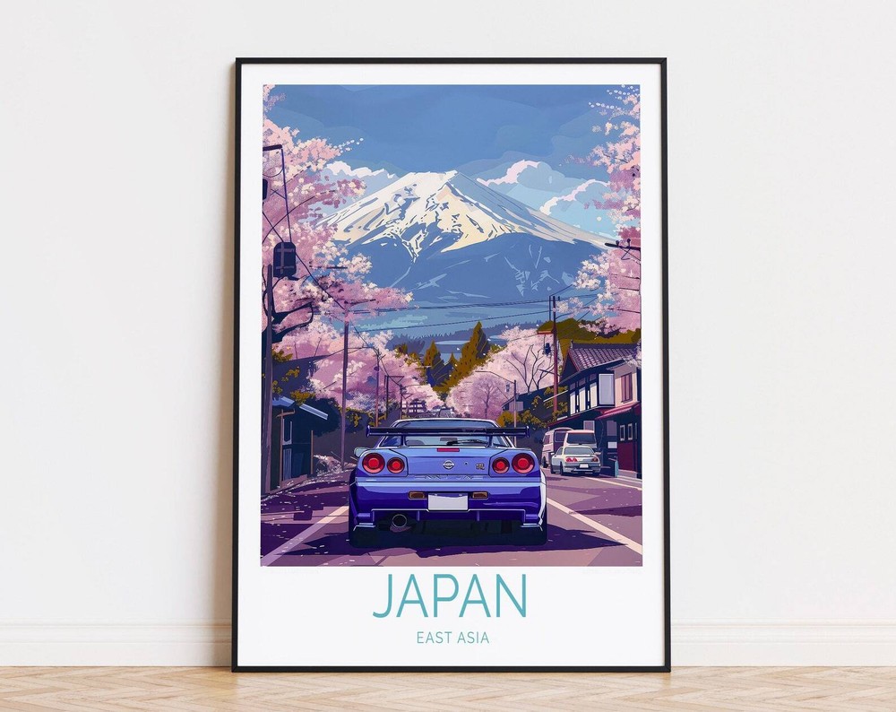 Japan East Asia Travel Poster Gtr 34 Wall Art Tokyo Drift City Poster Custom