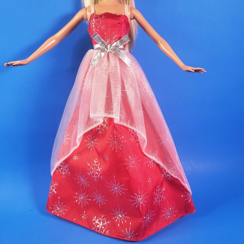 Barbie Outfit Holiday Gown 2014 Red Silver Sparkle Snowflakes Christmas