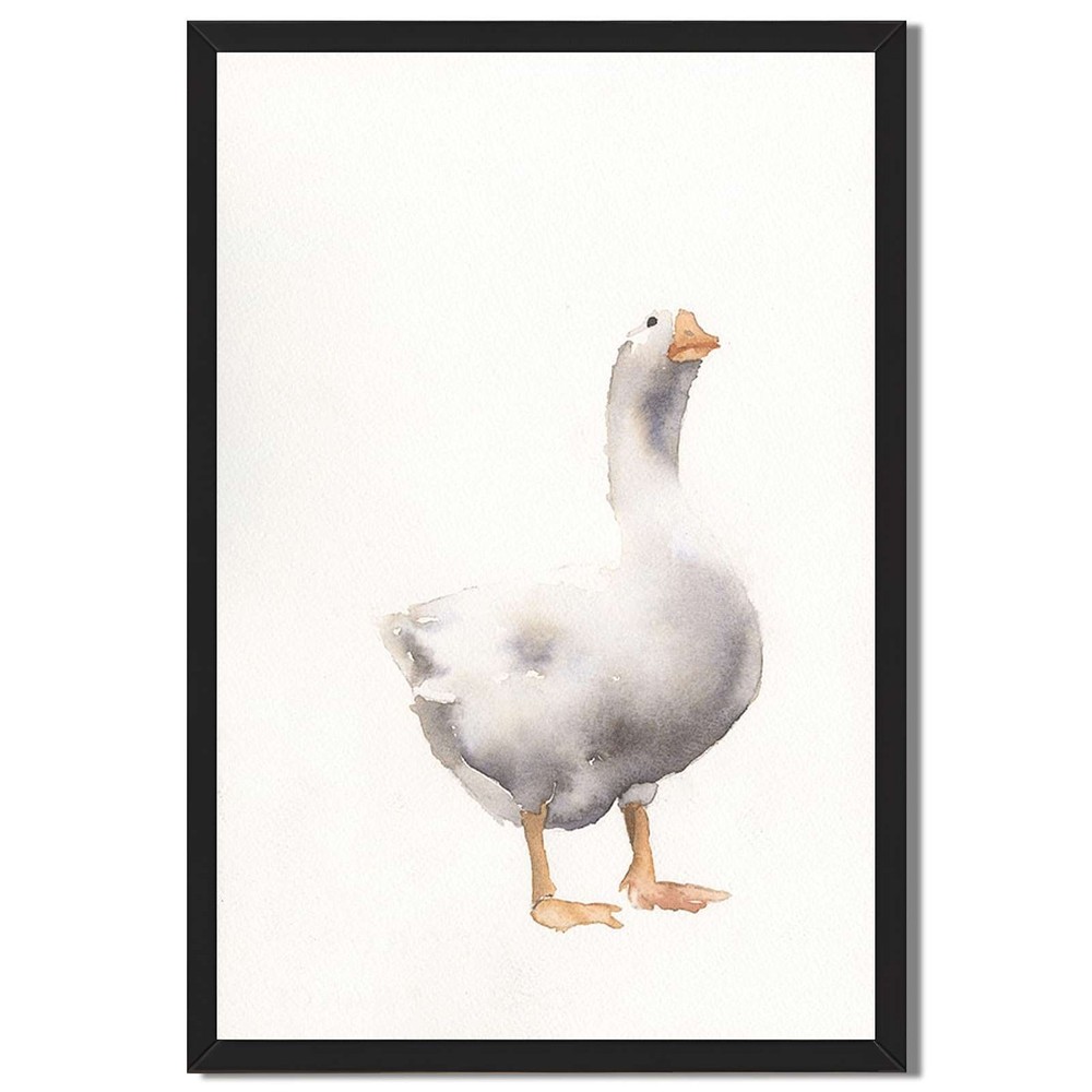 Watercolor Goose Framed Canvas Print Farmhouse Animal Wall Art Home Decor