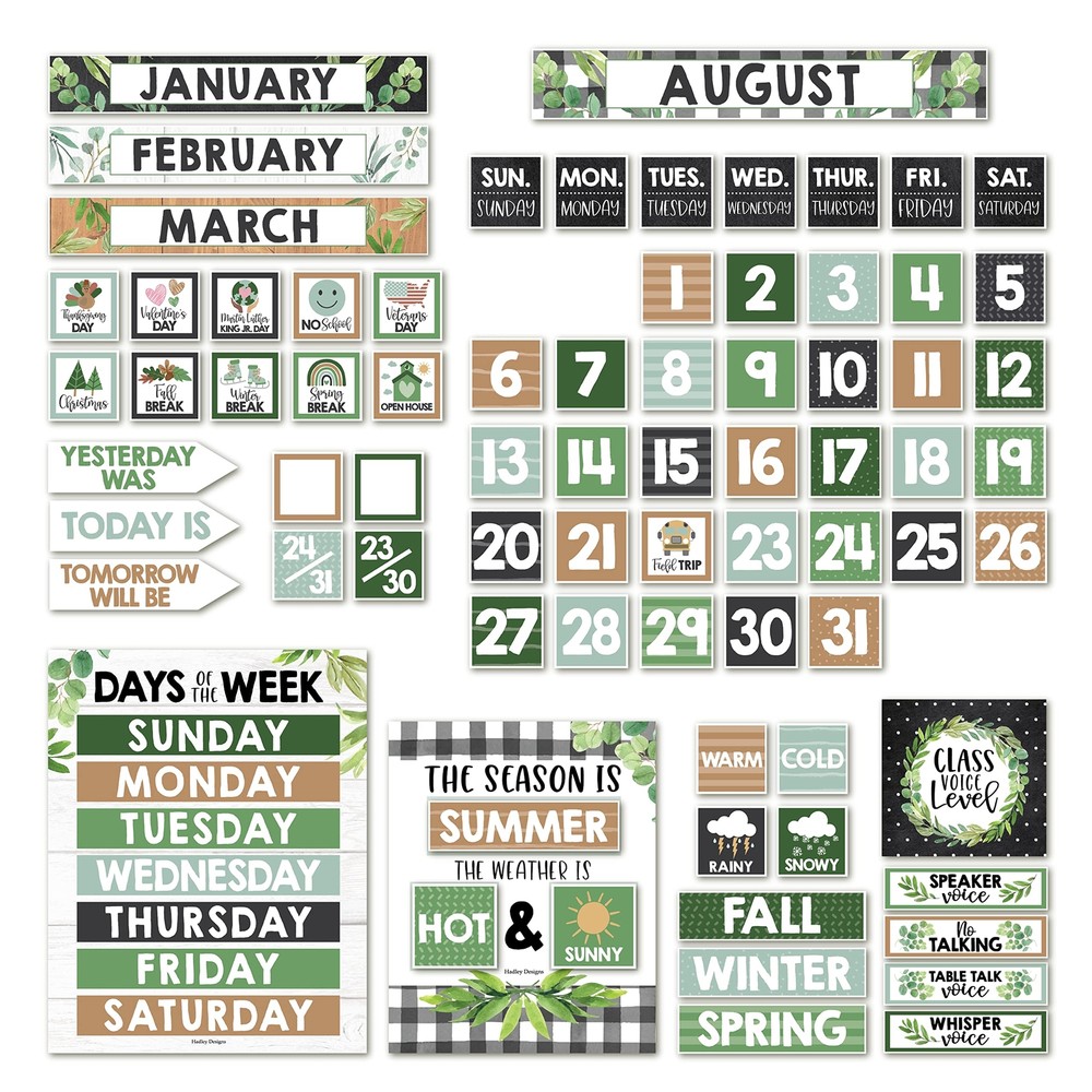 Hadley Designs Farmhouse Classroom Calendar Set Bulletin Board Sets For Teach...
